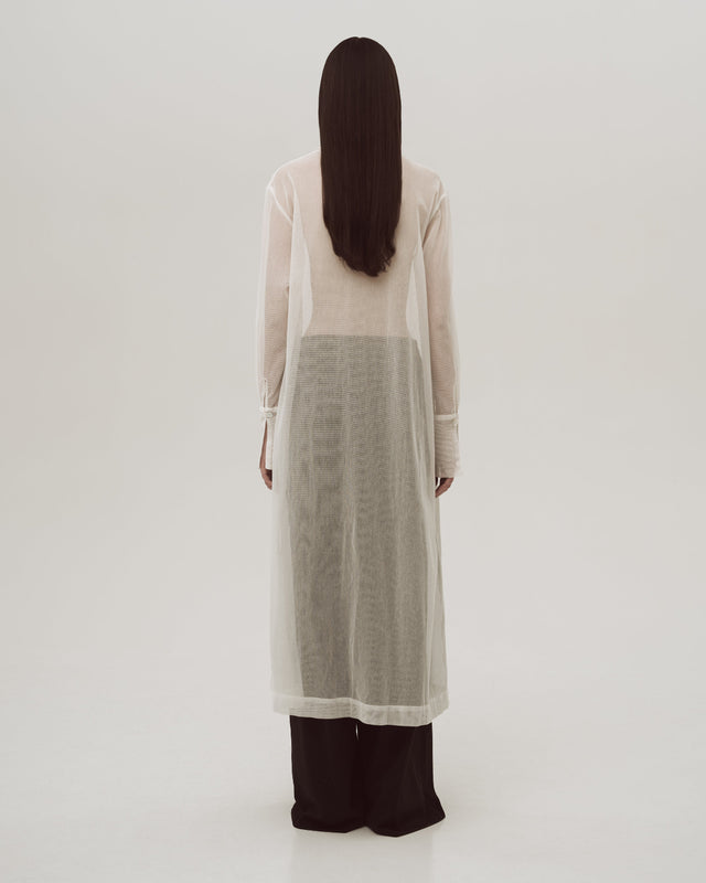 Mesh long transparent dress of cotton.