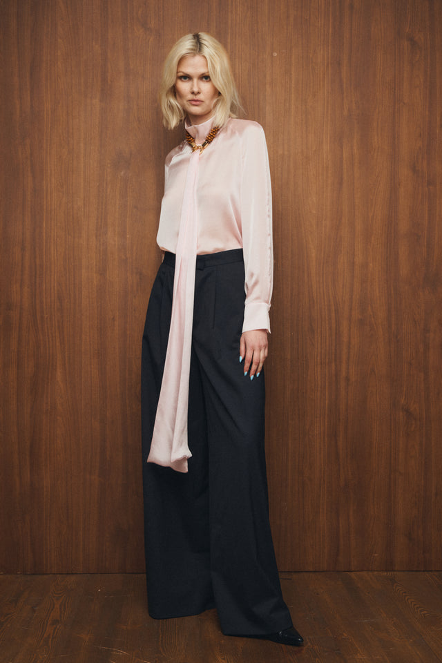 Wide Pleated Wool Trousers