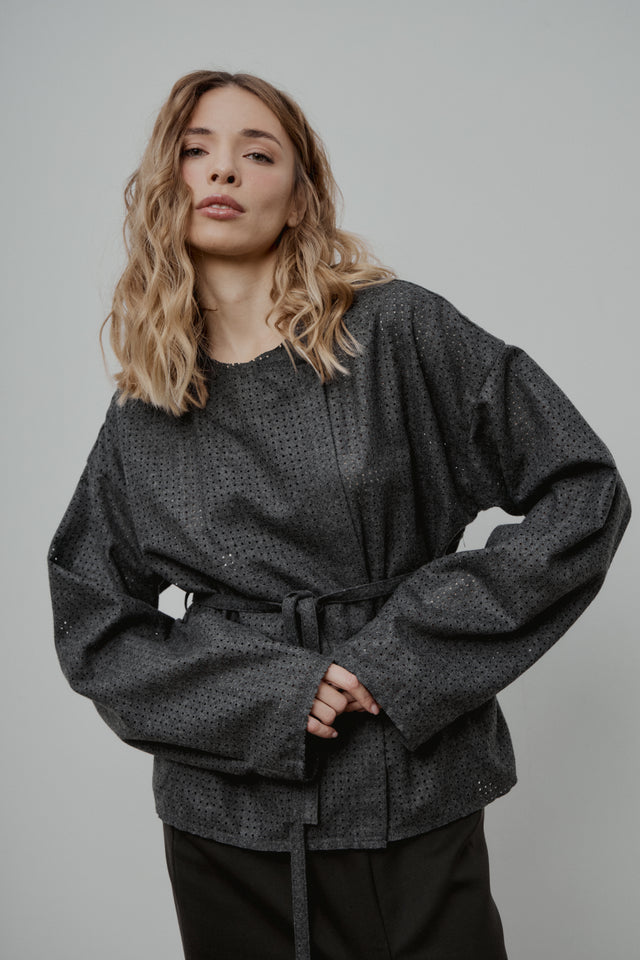 Жакет-кімоно з перфорованої вовни