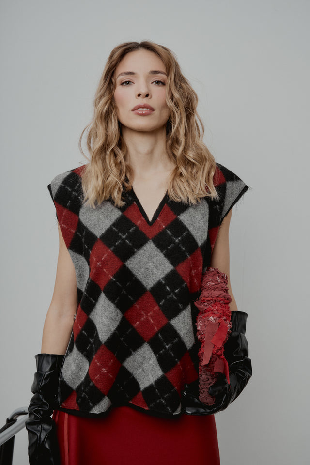 Woolen vest with zippers