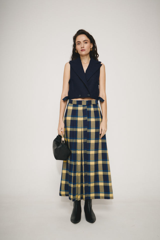 #13 Woolen tartan wrap skirt