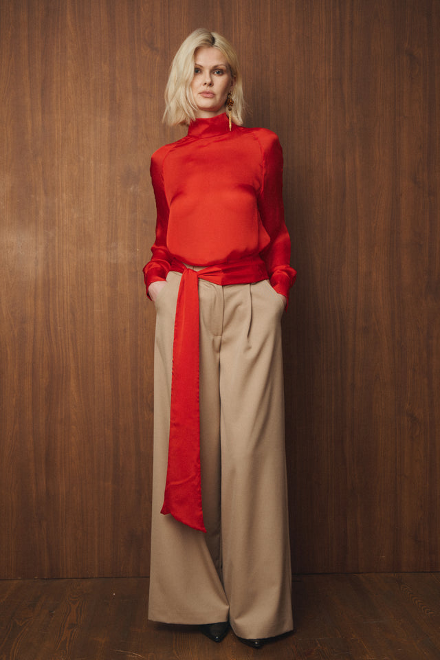 Wide Pleated Wool Trousers