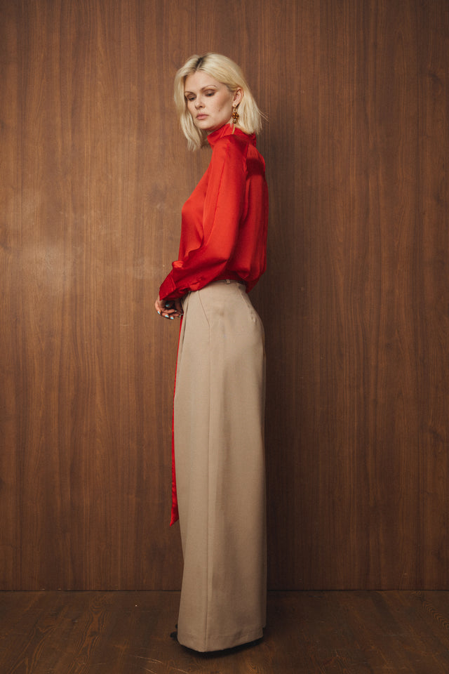 Wide Pleated Wool Trousers