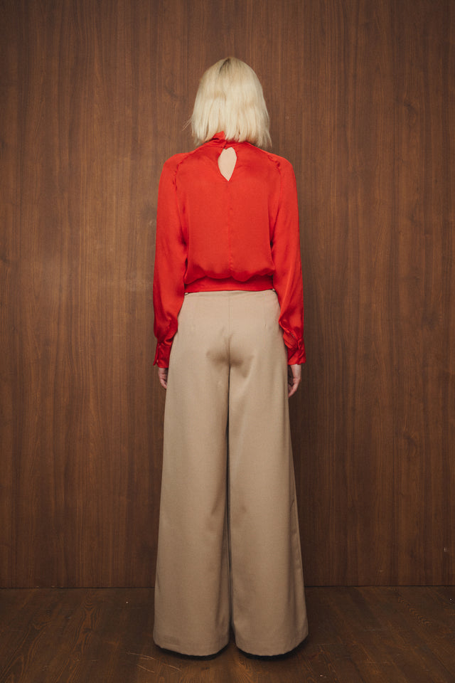 Wide Pleated Wool Trousers